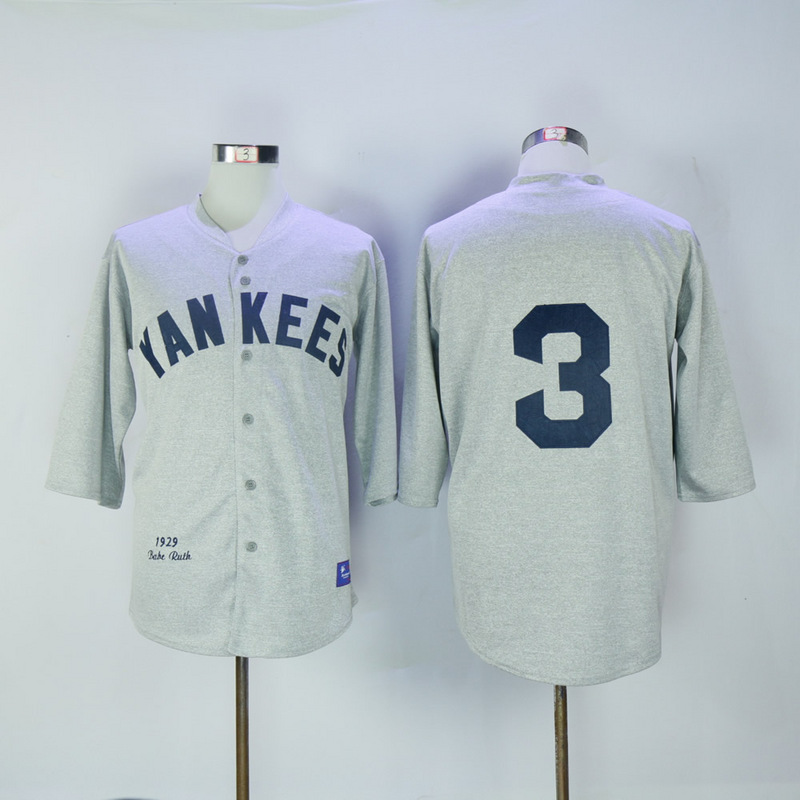 2017 MLB New York Yankees #3 Ruth Grey 1929 Throwback Jerseys->new york yankees->MLB Jersey